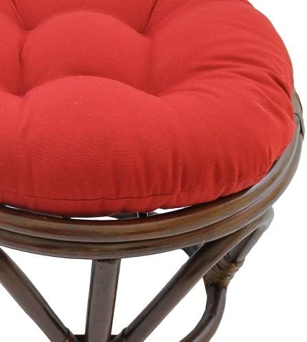 Blazing Needles Solid Twill Round Footstool Cushion, 18", Red