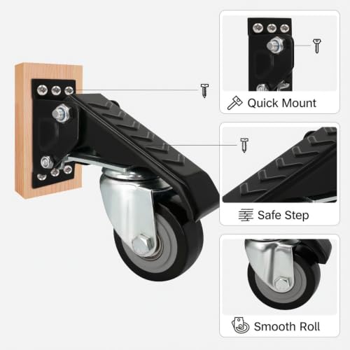 Roues pliables pour établis avec levage escamotable 50kg