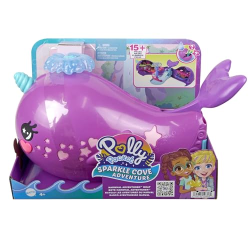 Polly Pocket Sparkle Cove Adventure Narwalabenteurer Boot - 2 Puppen, 3 auflösbare Perlen, 13 Zubehörteile, 2 Etagen, 6 Spielbereiche… – Ansicht 6