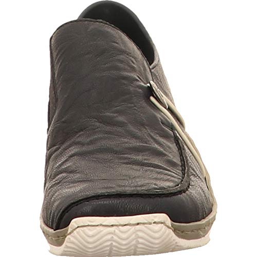 Image of Rieker L1751 Celia Leather Slip-On Women's Shoes - Comfortable High-Coverage Loafers with Elegant Stitch Detailing, Anti-Stress and Flexible Everyday Support