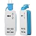 Mini USB Power Strip, 4 Port USB charger station 5V 2.1A-1A 21W Travel Charging Strip Outlets 5ft Extension Power Supply Cord With Universal Flat Wall Plug 100V-240V Input USB Power Sockets (Blue)