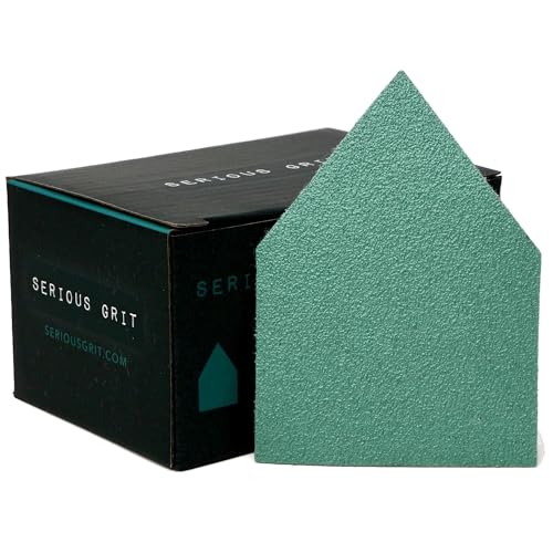 Serious Grit - 80 Grit 90mm x 65mm Triangle Sanding Sheets - Fits Milwaukee M12 Fuelâ„¢ Sanders - Heavy-Duty Hook & Loop Film Sandpaper Pads for Orbital Detail Sanders - 50 Pack Box