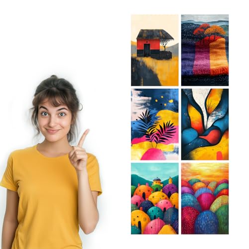 Image of SiddArtify Abstract Landscape Wall Art Prints Set - Colorful Poster Decor for Living Room Bedroom Office - 12x18 inch Board Pack of 6