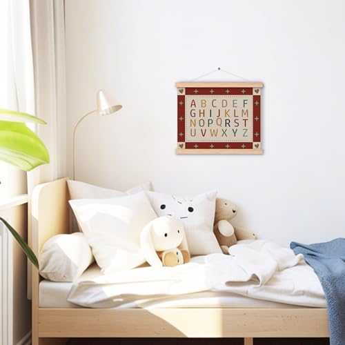 Puyfsdhg Alphabet Classroom Poster Hanger Frame, Classroom Poster Framed with Wood Hanger, Kids Room Decor, Retro ABC Educational Wall Hanging Banner for Kids Room Bedroom Playroom Decor, 16x12in — view 5