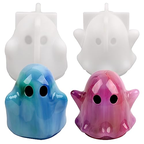 Actvty Ghost Resin Molds 2Pcs Halloween Ghost Silicone Molds for Epoxy Casting 3D Ghost Shape Epoxy Molds DIY Resin Art Gift Halloween Ornaments Home Decor