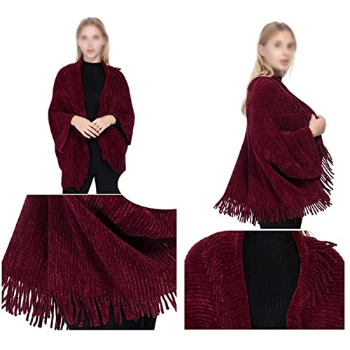 Elegant Fall Scarf for Women, Shawl Cape Acrylic Solid Cardigan Fringe Warm Winter Clothes Accessories Gift2