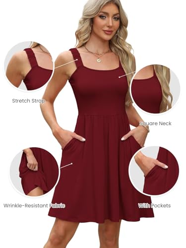 Image of QACOHU Summer Dresses for Women 2026 Sleeveless Square Neck Sundress with Pockets Casual Tank Beach Floral Boho Maxi Dress