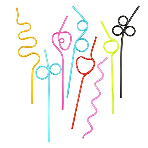 Image of Safe-O-Kid (8 Pcs) Newly Launched- Reuseable Straws for Kids, Funny Twists Drinking Straws for Birthday Parties, Colourful - Assorted