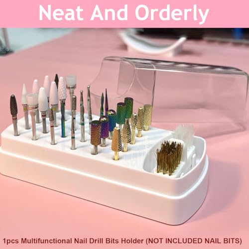 MAYCREATE® 2 in 1 Nail Drill Bits Organizer Case with Nail Drill Bits Cleaning Brush, 30 Holes Dustproof Nail Art Drill Bits Stand with Lid Nail Drill Bits Storage Box with... - Image 4