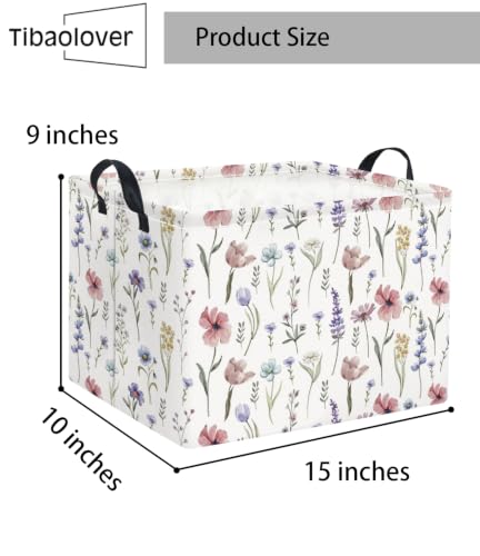 Image of Rectangular Baby Kids Storage Basket for Home Kitchen Girls Cute Toy Storage Bin Organizer Shelf Book Room Decor(Flower)