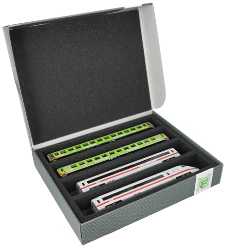 Feldherr Storage Box FSLB055 for Model Railway locomotives, Wagons and Vehicles - 4 Slots for H0 Gauge Horizontal, Amount:2...