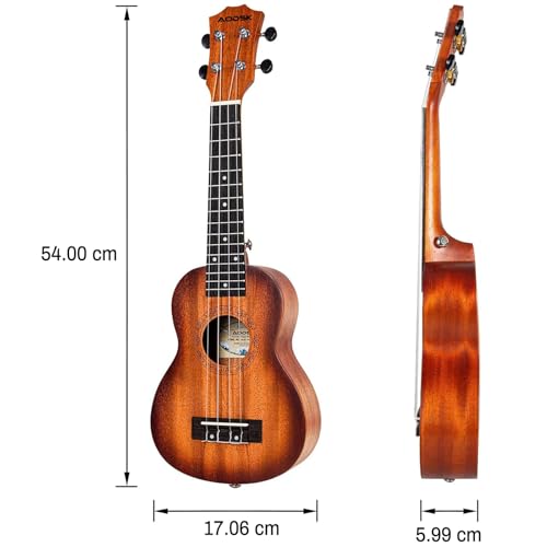 Image of AODSK Soprano Ukulele 21 inchSunburst Beginner Kit-Bag,Strap,Picks&Tuner