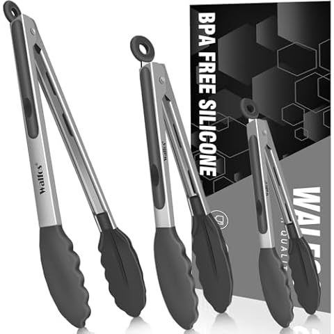 Walfos 600°F Silicone Cooking Tongs Set Cover