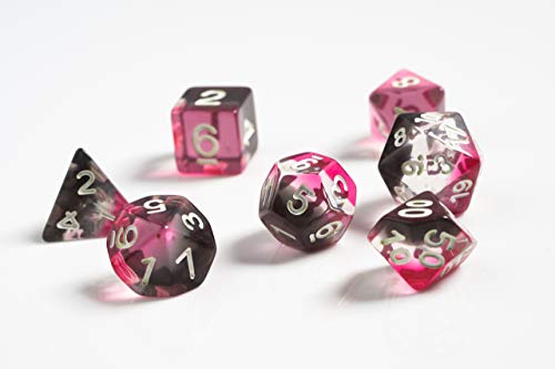 Pink, Clear, Black Resin Polyhedral Dice Set - Sirius Dice