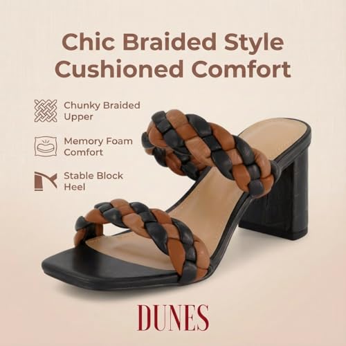 Image of Dunes Iris Chunky Braided Heel Sandals for Women, Block Heel Square Toe Summer Sandals with Memory Foam