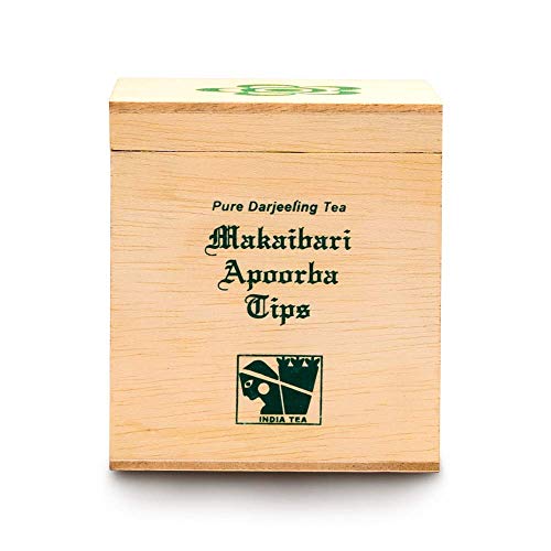 Image of Makaibari Apoorba Tips Organic Darjeeling Tippy Whole Leaf Black Tea Chestlet | 250 Grams | USDA Organic Certified | 100% Authentic Premium Long Leaf | 125 Cups