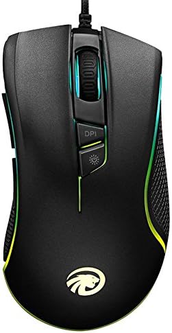 VE F300 Gaming Mouse with RGB Backlit, Optical Ergonomic USB Wired Mice with 6 Buttons 7 Shooting LED Colors for PC/Laptop/Desktop/Computer, Black
