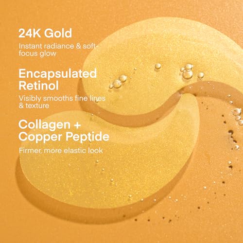 Image of TEREZ & HONOR 24K Gold Retinol Wrinkle Smoothing Eye Patches - 120 Korean Hydrogel Eye Masks with Collagen Peptide for Fine Lines, Dark Circles, Puffy Eyes & Bags - Self Care, Gifts, Fragrance-Free