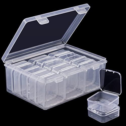 Qeirudu 15Pcs Small Plastic Storage Box With Hinged Lids - Clear Bead Organizer With Cases Storage Containers For Beads, Jewelry And Craft Supplies (1.7 X 1.7 X 0.79 Inch) #TOP25