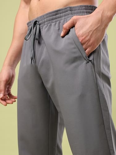 Image of TECHNOSPORT Mens Regular Fit Solid Woven Track Pant for Activewear, Regular Use and Quick Dry, (Non- Stretchable)
