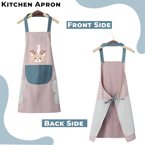 Image of Kraptick Kitchen Apron - Comfortable Cooking Waterproof Apron for Men and Women With Pocket and Side Coral Velvet for Wiping