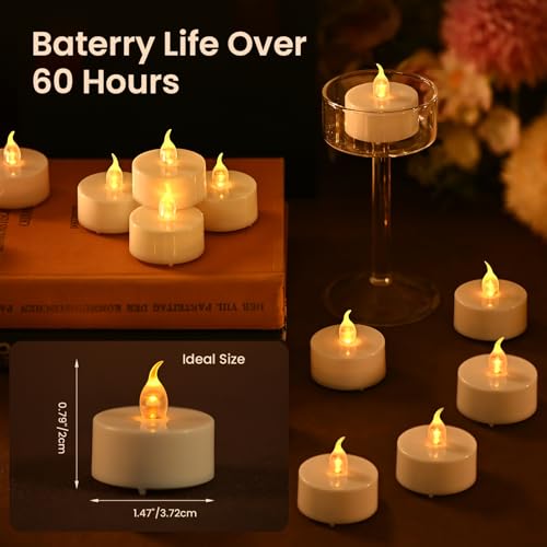 Image of JOSU 24PCS Flameless Tea Lights Candles with Remote Timer, Led Battery Operated Electric Votive Candle for Wedding Centerpiece Table Decorations, Flickering Tealight Candles for Halloween Party Decor