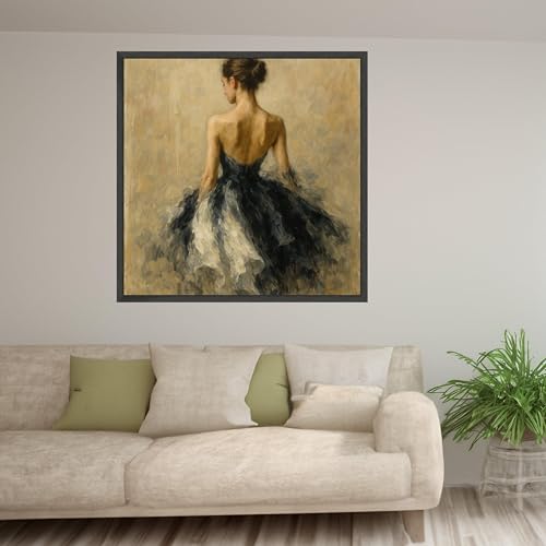 Toile de ballerine impressionniste decoration murale salon tons neutres