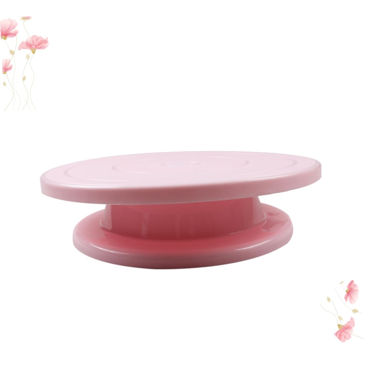 Cabilock Rotating Cake Turntable Pink Decorating Stand for Home Bakery Easy Clean Plastic Cake Stand for Left and Right Handed Users