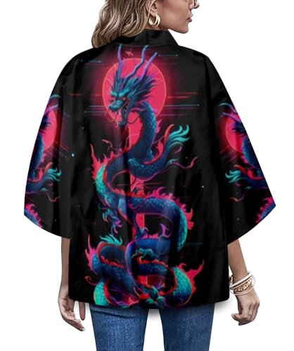 Image of LAI MENG FIVE CATS Women's Summer Cardigan Lightweight Kimono Floral Print Loose Cover up Casual Tops