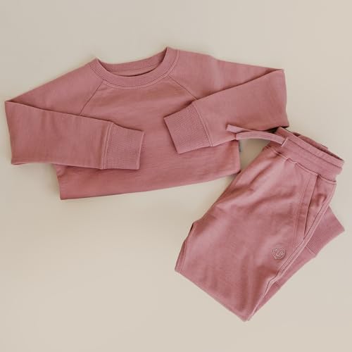 Woolino Soft Merino Wool Kids Sweatshirt - Crewneck Pullover Sweatshirt for Boys & Girls - Breathable, Moisture-Wicking & Temperature-Regulating Sweater, Mauve Pink, 1-2 Years