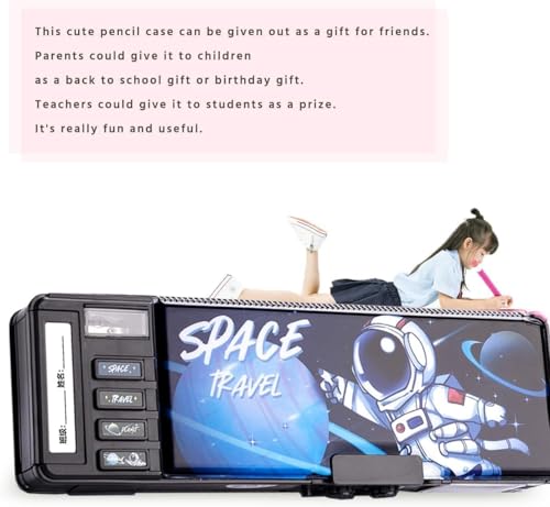 Image of Multifunctional Geometry Lock Pencil Box for Kids, Students, Boys & Girls, Magnetic & Space Blue Passworld Lock Compass Box, Space Theme School Return Gifts