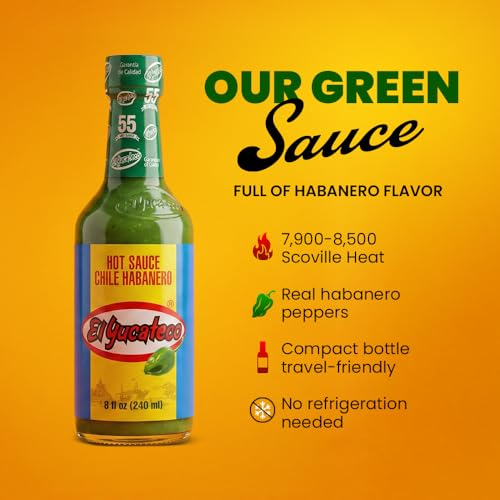 Image of El Yucateco Green Habanero Hot Sauce, Authentic Mexican Chile Habanero Sauce, 8 fl oz (240 ml), Gluten Free (Pack of 1)