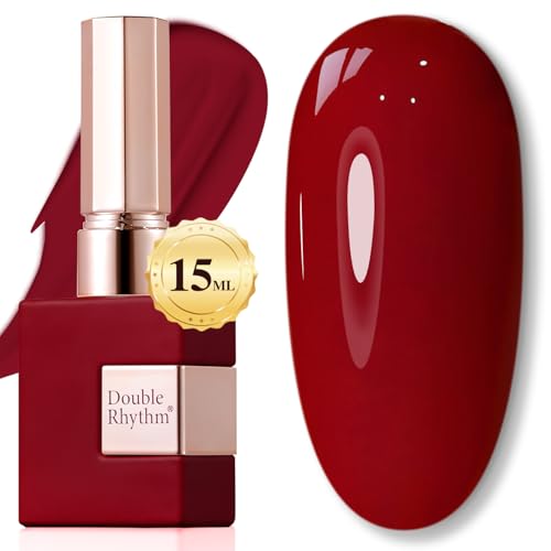 Double Rhythm Translucent Gel Polish Sheer Neutral Natural Light Milky Same Color Same Bottle 15ML Jelly UV Polish Nail Art DIY at Home (Cherry Red-A1489)