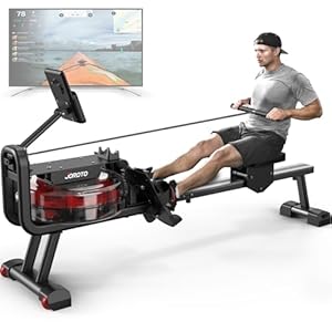 JOROTO Roeitoestel voor thuis, roeimachine met waterweerstand, 150 kg gewichtscapaciteit, roeimachine met bluetooth-functie, iPad-houder