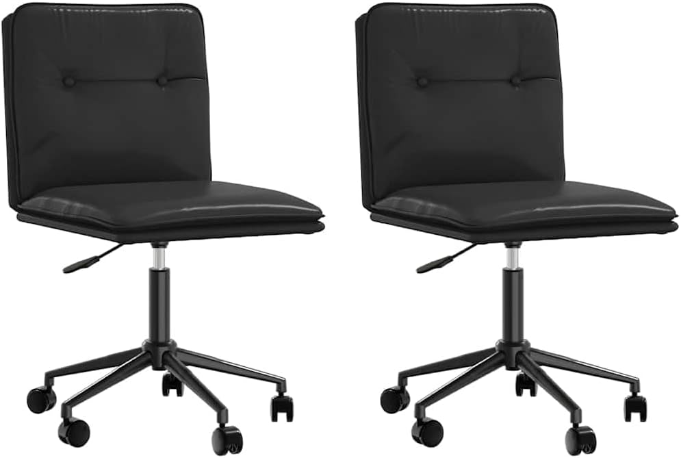 vidaXL Dining Chairs 2 pcs Black Faux Leather, Dinner Chair, Kitchen Chair, Dining seat, Chair, Living Room Chair, Accent Chair, Side Chair