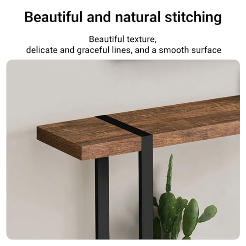 Mesa consola de entrada en madera noble y hierro forjado 7