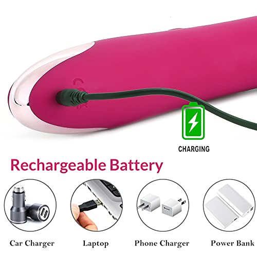 Beaded Thrusting Rabbit Vibrator - Bombex William, 9.8" Triple Action G Spot Vibrator With Independent Clitoral Stimulator, 10 Patterns, Waterproof & Rechargeable Sex Toys For Women, Rose #TOP6