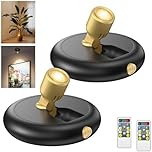 Indoor Plant Spotlight Battery Operated, Picture Lights for Wall, Mini Art Accent Spot Wireless Wall Lights with Timer Remote and Dimmable, Wireless Uplight for Trees Plants Frame Gallery Closet