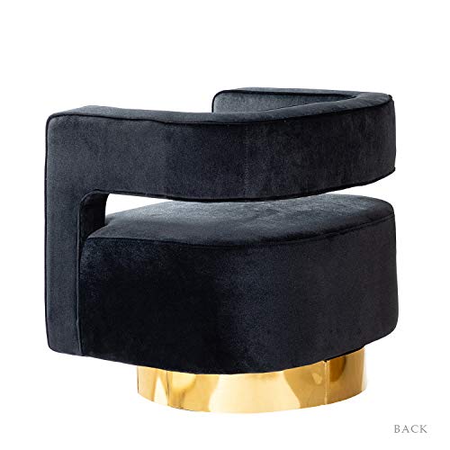 Sillón Barrel Giratorio Moderno Curvado Negro miniatura 6