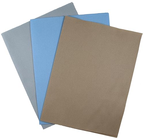 Image of KCS 3 pc of 12 inch x 18 inch(30cmx45cm) 16CT Counted Cross Stitch Cotton Aida Cloth Fabric (Light Blue+Sea Foam+Khaki)