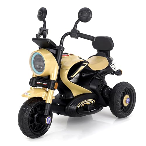 Image of Little Rides Super Harley Bike | Rechargeable Battery Operated Ride-On Bike for Kids | Ages 2 to 4 Years | Royal Enfield Style | Premium Ride-On Toy Bike for Toddlers - Children (Gold)