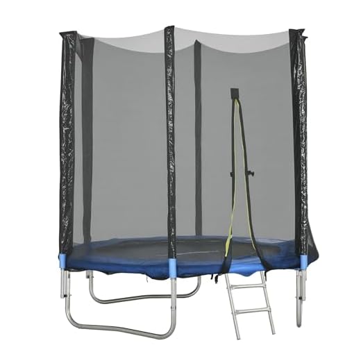 SPORTNOW Trampoline Exterieur Enfant, Trampoline de Jardin Ø 180cm pour Enfants avec Filet de sécurité, poteaux rembourrés et échelle, pour Enfants, Adolescents et Adultes