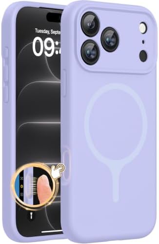 Miracase Silikon & Magnetic für 18 Pro Max Hülle, Hell Lila | Kompatibel mit MagSafe, Integrierter Silikon-Kamerasteuerungsschutz, 3,0 mm verdickter stoßfester Fallschutz für 18 Pr