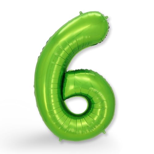 FUNXGO Palloncino numero 6 verde – Numero gigante palloncino circa 100 cm – Palloncino numero 6 – vola con elio – per 6 ° compleanno, matrimonio, anniversario, festa, decorazione per feste