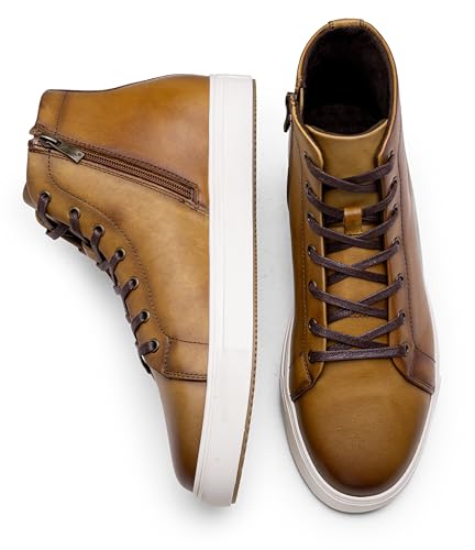Image of Jousen Men's Casual Shoes High Top Premium Leather Fashion Sneakers Dress Boots for Men
