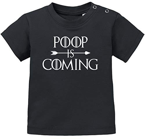 MoonWorks® - Camiseta de manga corta para bebé Poop negro. 92/98 cm