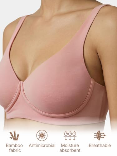 Image of Enamor Bamboo Cotton IO05, Plunge, Everyday Women's T-Shirt Bra - 3X Softer, 4X More Absorbent & Antimicrobial, Padded, Wirefree, High Coverage