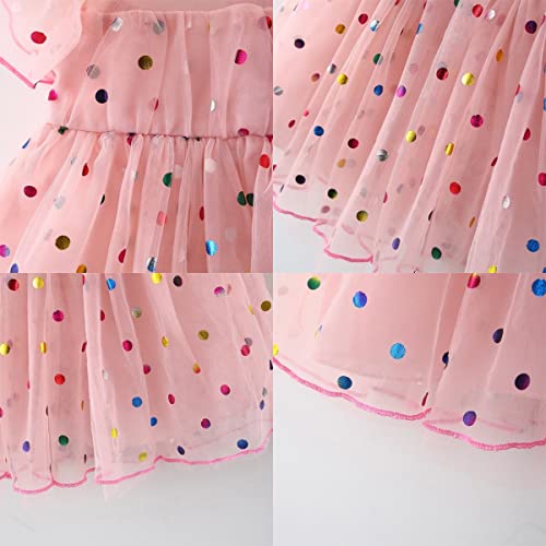 Toddler Baby Girl Tulle Dress Kids Polka Dot Sequins Dress Mesh Sleeve Flower Girl Birthday Party Dress Baptism Easter Valentine Christmas Dress For Baby Girl Tea Party Dress Light Pink 9-12 Months #TOP5