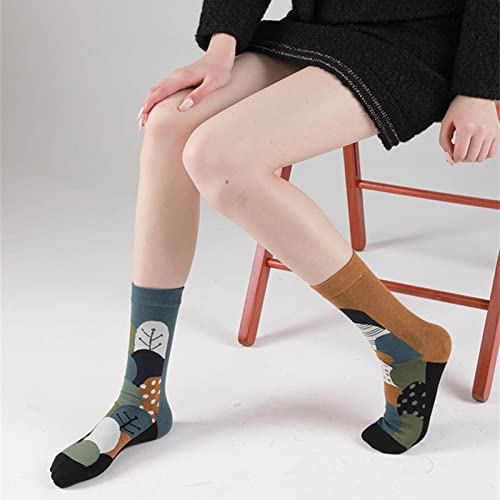 Retro houndstooth stockings Japanese asymmetrical AB socks wave point trendy medium tube socks pile pile art all-match3