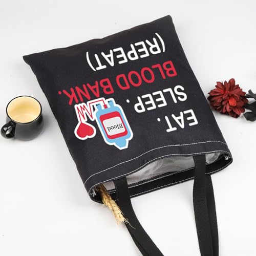 Sac de courses Eat Sleep Blood Bank cabas coton lavable épaule